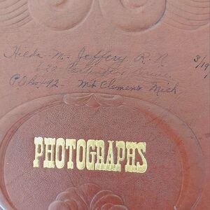 Vintage 1946 Brown Embossed Photo Album with Gold Text
